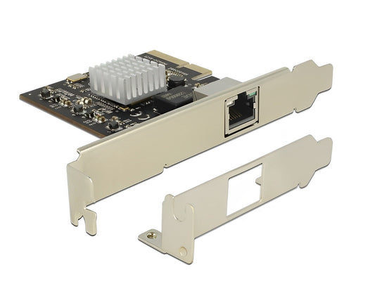 כרטיס ה-PCI Express מבית Delock גרמניה מציע יציאת רשת 1 עם קצב העברת נתונים של עד 10Gbps באמצעות כבלי נחושת סטנדרטיים מסוג Cat.7 או Cat.6A