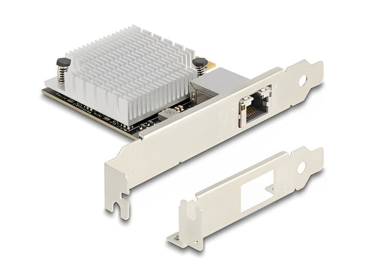 כרטיס ה-PCI Express מבית Delock גרמניה מציע יציאת רשת 1 עם קצב העברת נתונים של עד 10Gbps באמצעות כבלי נחושת סטנדרטיים מסוג Cat.7 או Cat.6A