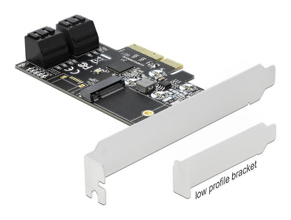 כרטיס PCI-E x4 Low Profile עבור דיסק M.2 SATA משולב עם 4 יציאות SATA - delock.israel