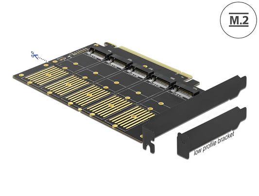 כרטיס PCI-E x16 Low Profile עבור 5 כוננים M.2 SATA או SATA SSD - delock.israel