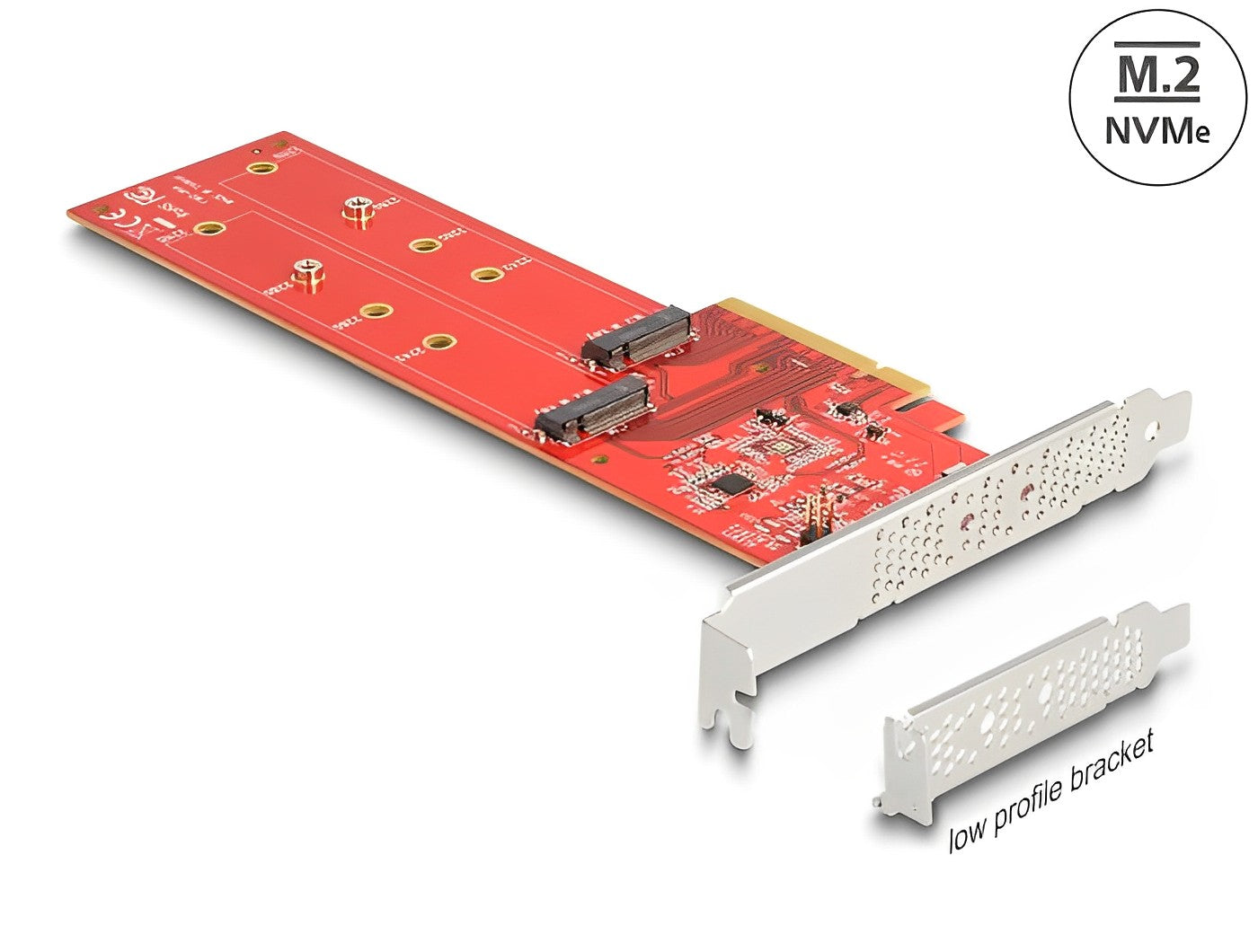 Delock PCI Express x8 Card to 2 x internal NVMe M.2 Key M 110 mm - Bifurcation - Low Profile Form Factor - delock.israel