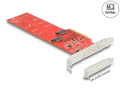 Delock PCI Express x8 Card to 2 x internal NVMe M.2 Key M 110 mm - Bifurcation - Low Profile Form Factor - delock.israel