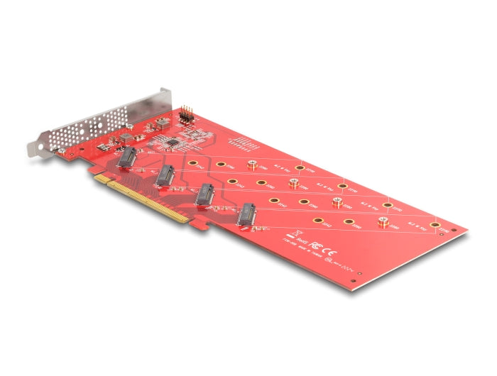 Delock PCI Express x16 Card to 4 x internal NVMe M.2 Key M 110 mm - Bifurcation - Low Profile Form Factor - delock.israel