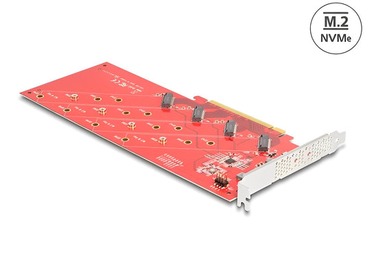 Delock PCI Express x16 Card to 4 x internal NVMe M.2 Key M 110 mm - Bifurcation - Low Profile Form Factor - delock.israel