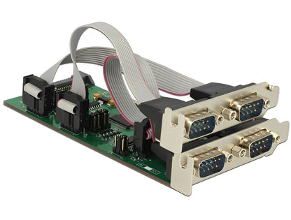 כרטיס PCIe x1 Serial TTL 3.3 V / RS-232 Low profile עם 4 יציאות DB9 צ'יפ WCH - delock.israel