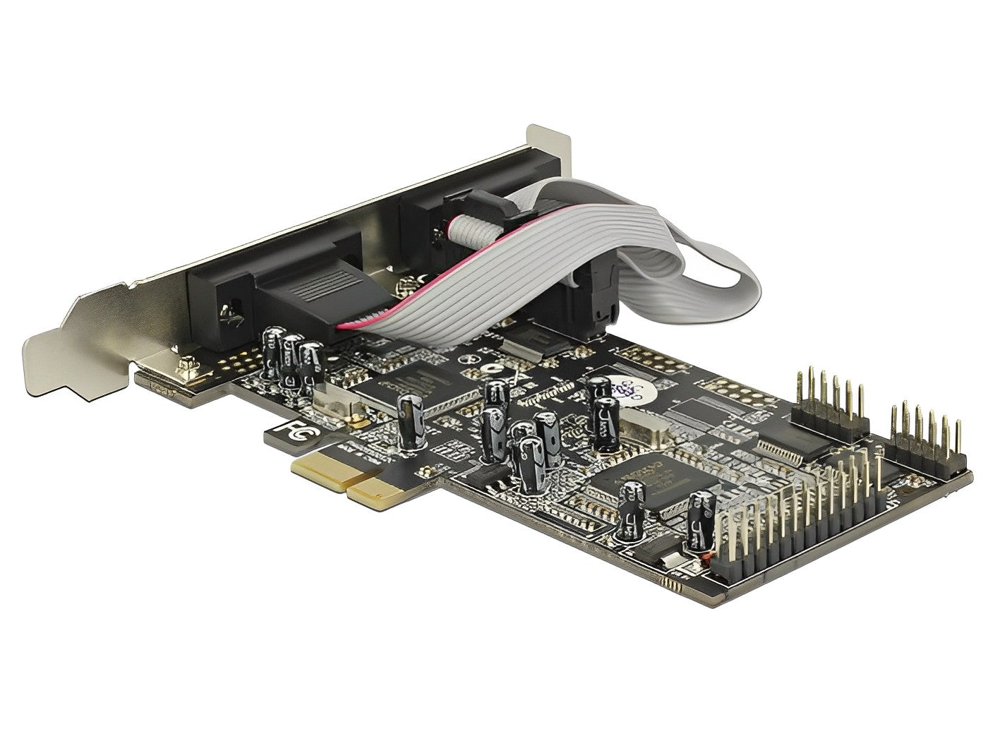כרטיס PCIe x1 Serial RS-232 Low profile עם 4 יציאות DB9 + יציאת Parallel צ'יפ Moschip - delock.israel