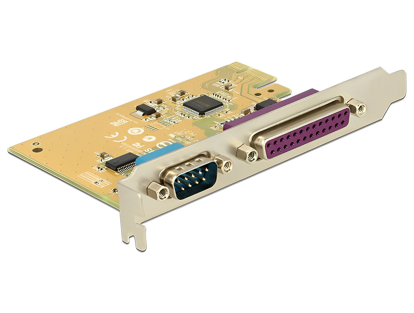 כרטיס PCIe x1 Serial RS-232 עם יציאת DB9 + יציאת Parallel צ'יפ SUN - delock.israel