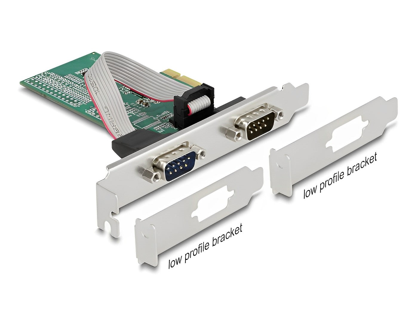 כרטיס PCIe x1 Serial RS-232 Low profile עם 2 יציאות DB9 צ'יפ ASIX - delock.israel