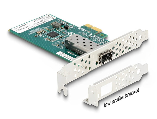 כרטיס רשת קווי PCIe x1 Gigabit LAN Low profile עם יציאת SFP צ'יפ אינטל i210 - delock.israel