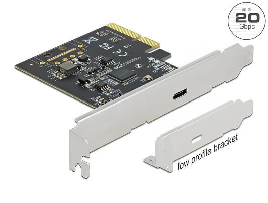 כרטיס PCIe x4 USB 3.2 Gen 2x2 20Gbps Low Profile עם יציאת USB-C צ'יפ Asmedia - delock.israel