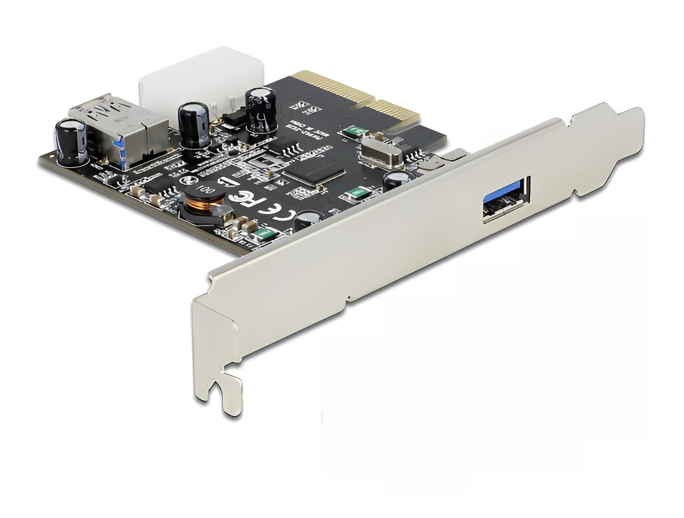 כרטיס PCIe x4 USB 3.1 Gen 2 10Gbps Low Profile עם יציאת USB-A חיצונית + 1 פנימית צ'יפ Asmedia - delock.israel