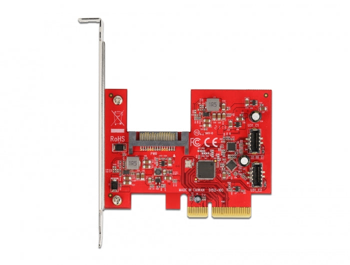 Delock PCI Express x4 Card to 2 x internal USB 10 Gbps Type-E Key A 20 pin female- delock.israel