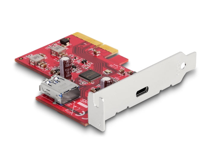 כרטיס PCIe x4 USB 10Gbps Low Profile עם יציאת USB-C חיצונית + יציאת USB-A פנימית צ'יפ Asmedia - delock.israel