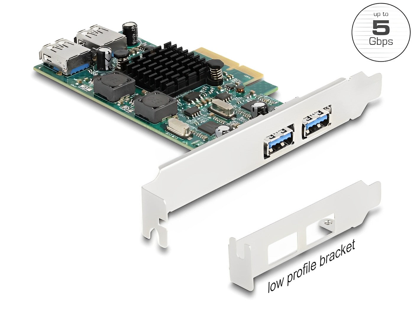 Delock PCI Express x4 Card to 2 x external USB 5 Gbps Type-A + 2 x internal USB 5 Gbps Type-A Dual Channel - Low Profile Form Factor - delock.israel