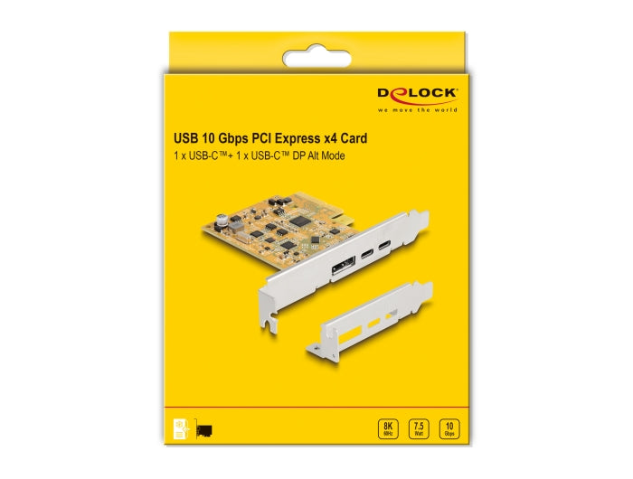 Delock PCI Express x4 Card to 1 x external USB Type-C™ 10 Gbps female + 1 x external USB Type-C™ 10 Gbps (DP Alt Mode) female - delock.israel