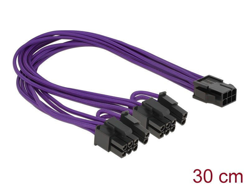 כבל חשמל PCI Express שקע 6 פינים ל- 2 תקעים 8 (6+2) פינים - delock.israel