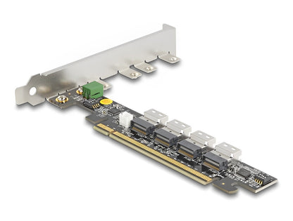 כרטיס PCIe x16 עם 4 יציאות SFF-8654 4i NVMe - Bifurcation - delock.israel