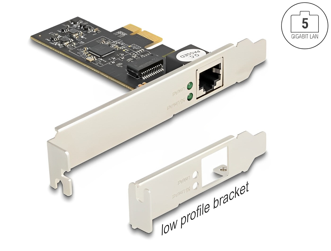 כרטיס רשת קווי PCIe x1 5Gigabit LAN Low profile עם יציאת RJ45 צ'יפ Realtek - delock.israel