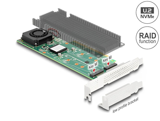 Delock PCI Express x8 Card to 2 x internal NVMe M.2 Key M with RAID - Low Profile Form Factor - delock.israel