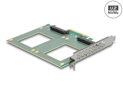 כרטיס PCIe x8 עבור 2 כוננים U.2 NVMe SFF-8639 - Bifurcation (144x122 מ"מ) - delock.israel