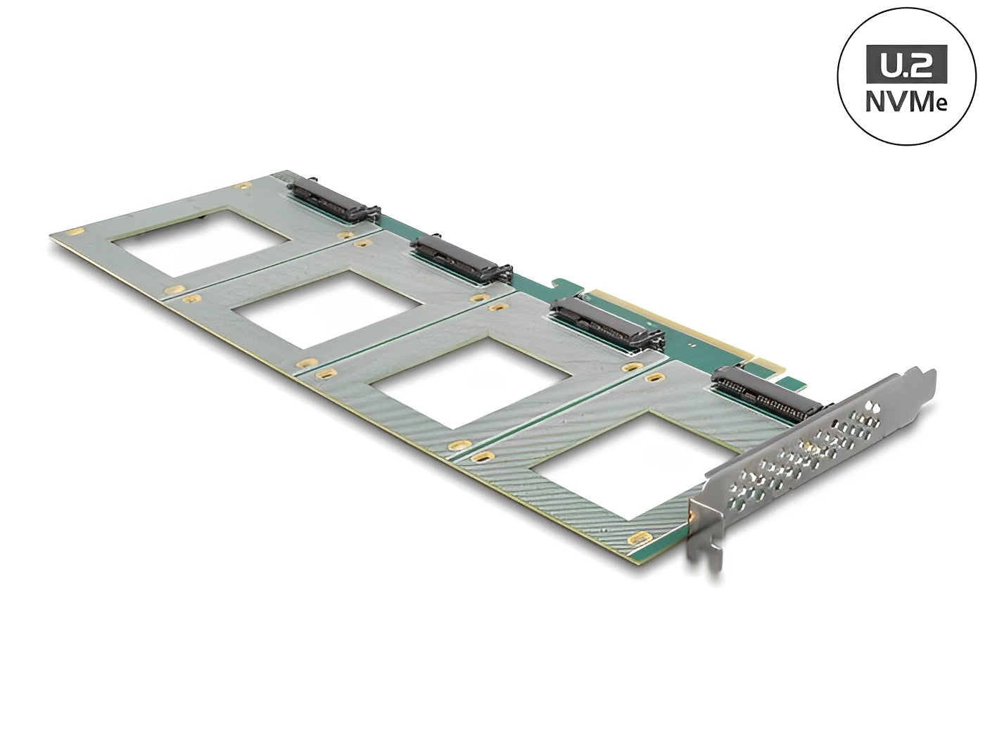 כרטיס PCIe x16 עם 4 יציאות (LxW: 288 x 122 mm) U.2 NVMe SFF-8639 - Bifurcation - delock.israel