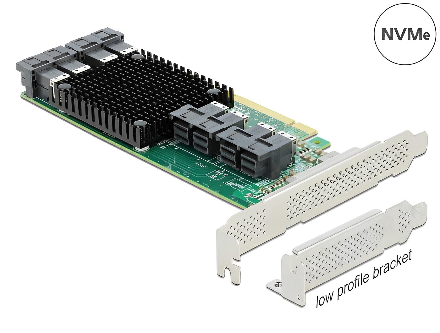כרטיס PCIe x16 Low profile עם 8 יציאות SFF-8643 NVMe - delock.israel
