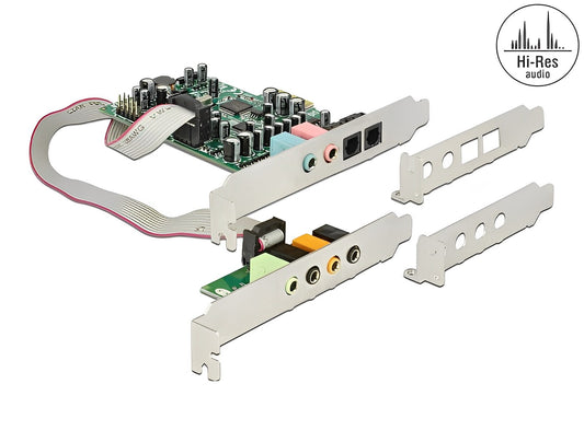 Delock PCI Express x1 Soundcard 7.1 - 24 Bit / 192 kHz with TOSLINK In / Out - delock.israel