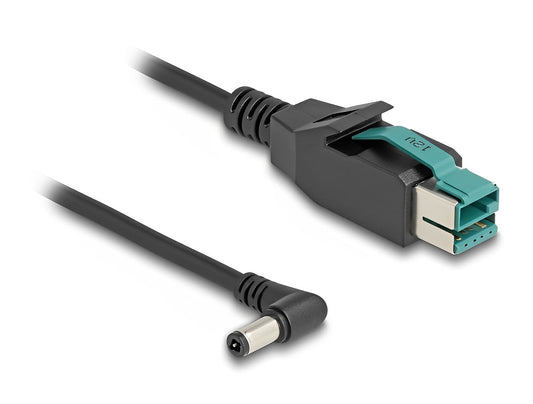כבל USB עבור מדפסות קופה ומסופים תקע PoweredUSB 12V לתקע DC 5.5x2.5 בזווית 90° - delock.israel