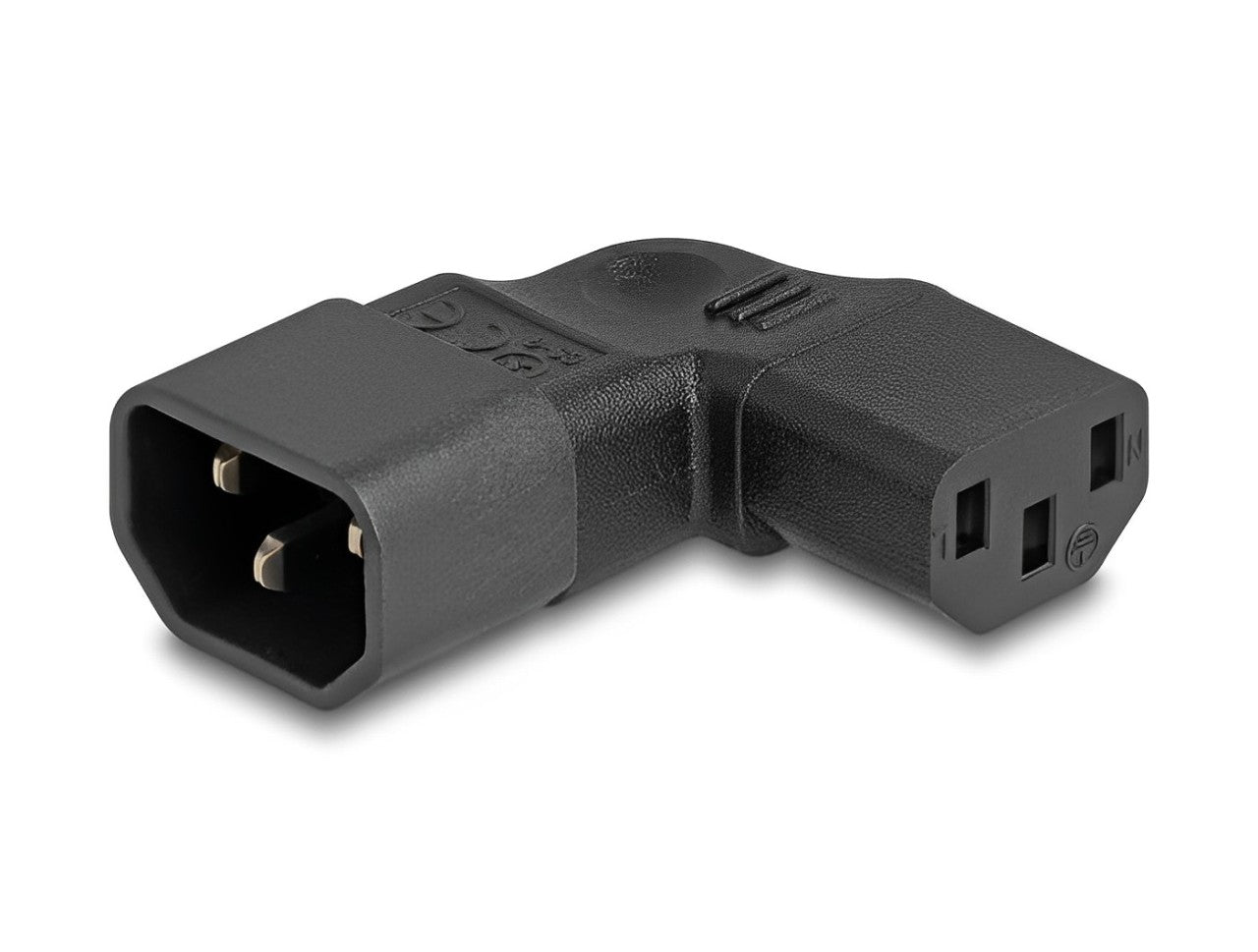 Delock Power Adapter IEC 60320 - C14 to C13, male / female, 10 A, 90° left / right angled - delock.israel