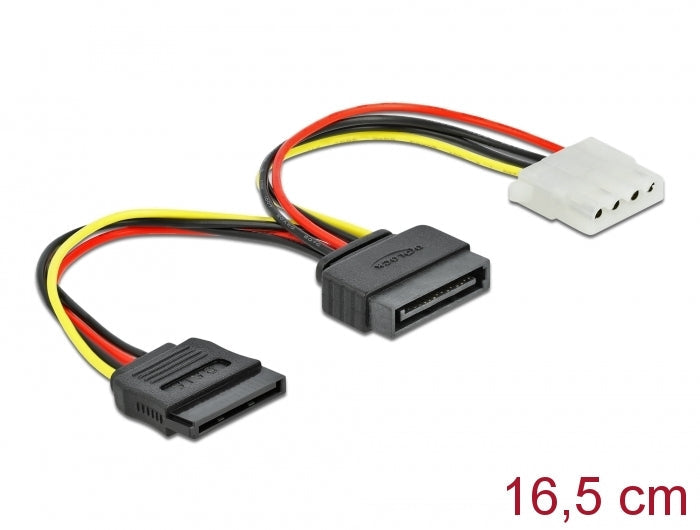 כבל מפצל חשמל תקע SATA 15 pin לשקע SATA + שקע מולקס - delock.israel