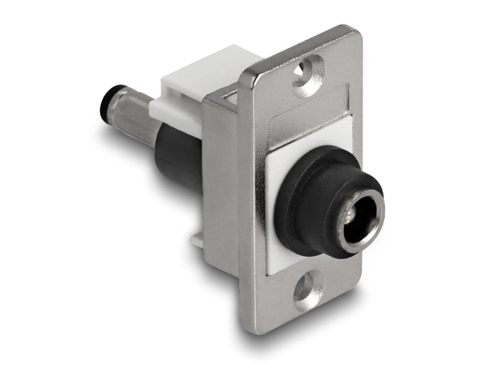 מתאם DC עם תושבת לפאנל מבית DELOCK גרמניה ניתן להרכבה או חיווט בתוך מארז או התקן לצורך אספקת חשמל