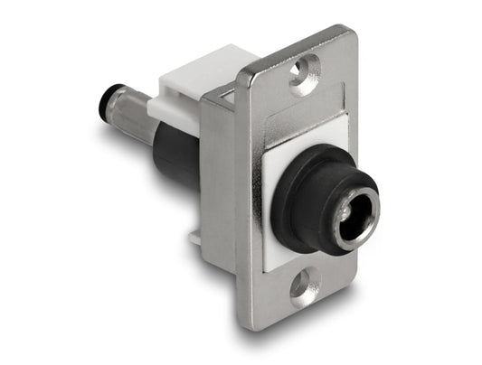 מתאם DC עם תושבת לפאנל מבית DELOCK גרמניה ניתן להרכבה או חיווט בתוך מארז או התקן לצורך אספקת חשמל