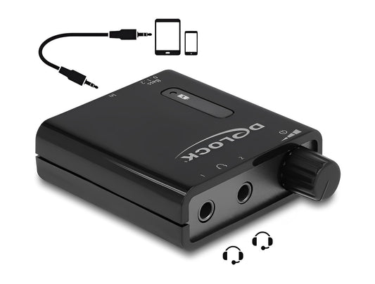 Delock Portable Stereo Headphone Amplifier with dual output and bass boost - delock.israel