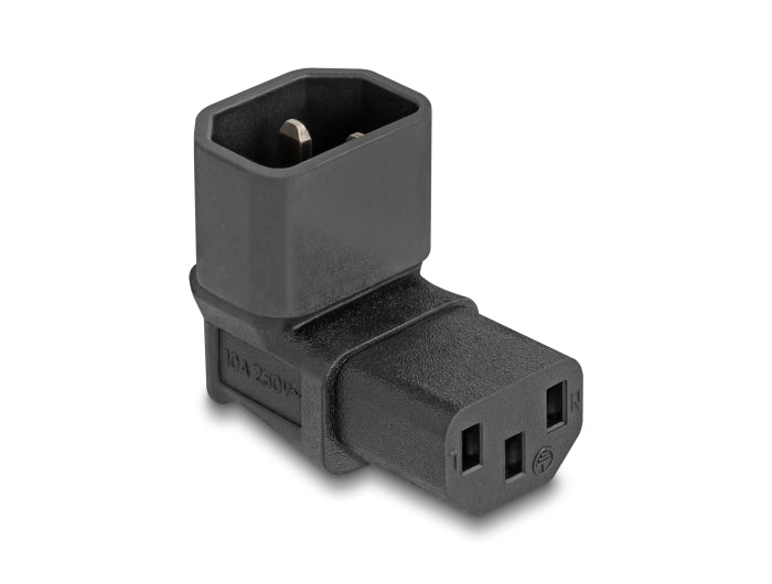 Delock Power Adapter IEC 60320 - C14 to C13, male / female, 10 A, 90° angled - delock.israel