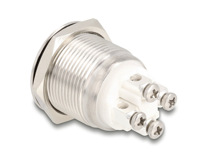 Delock Push Button for Installation 19 mm 4 x Screw Terminal LED white - delock.israel