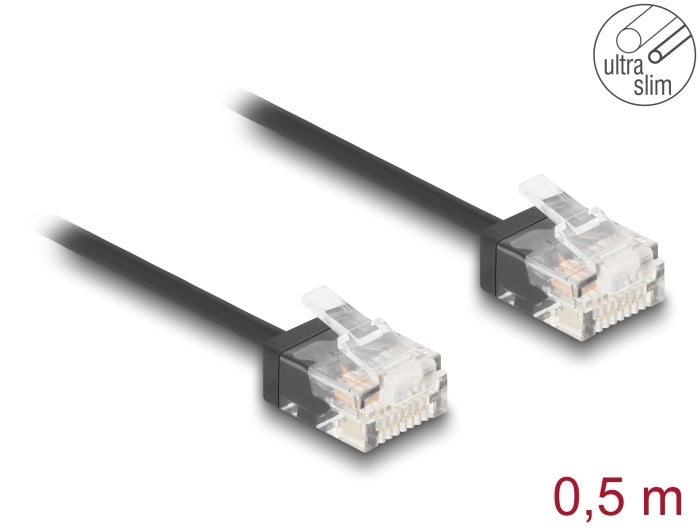 כבל רשת לא מסוכך RJ45 Cat.6 UTP Ultra Slim ז/ זעם תקעים קצרים - delock.israel