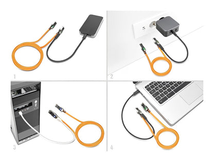 כבל רשת מסוכך RJ45 Cat.6A S/FTP ז/ז עם פונקציית זיהוי מיקום הכבל צבע כתום - delock.israel