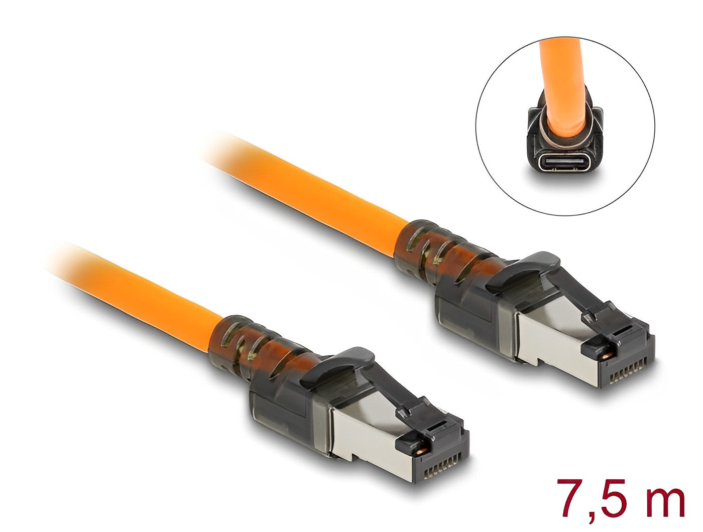 כבל רשת מסוכך RJ45 Cat.6A S/FTP ז/ז עם פונקציית זיהוי מיקום הכבל צבע כתום - delock.israel