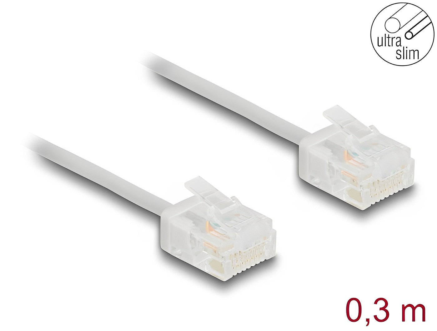 Delock RJ45 Network Cable Cat.6 UTP Ultra Slim 0.3 m grey with short plugs - delock.israel