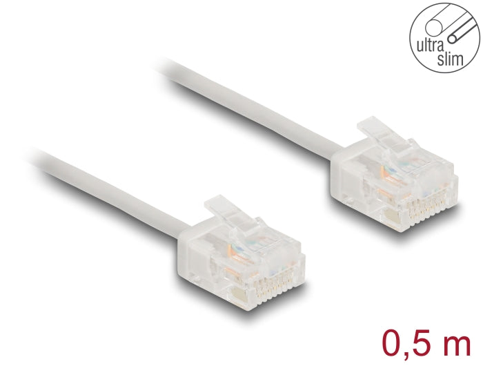 Delock RJ45 Network Cable Cat.6 UTP Ultra Slim 0.5 m grey with short plugs - delock.israel