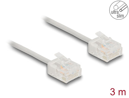 Delock RJ45 Network Cable Cat.6 UTP Ultra Slim 3 m grey with short plugs - delock.israel