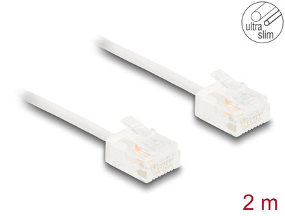 Delock RJ45 Network Cable Cat.6 UTP Ultra Slim 2 m white with short plugs - delock.israel