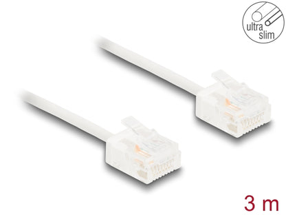 Delock RJ45 Network Cable Cat.6 UTP Ultra Slim 3 m white with short plugs - delock.israel