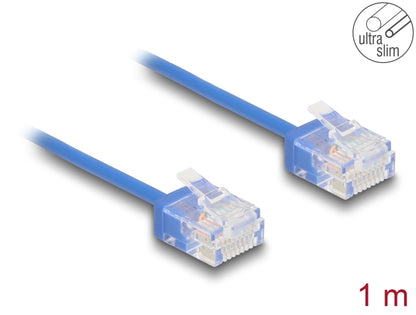 Delock RJ45 Network Cable Cat.6 UTP Ultra Slim 1 m blue with short plugs - delock.israel