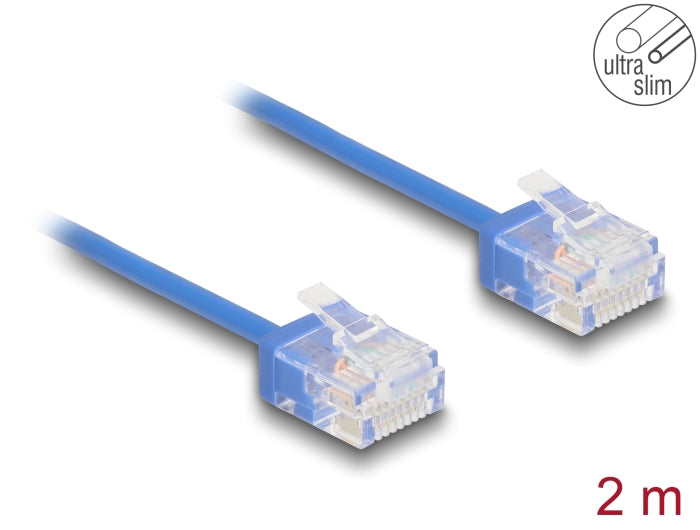 Delock RJ45 Network Cable Cat.6 UTP Ultra Slim 2 m blue with short plugs - delock.israel