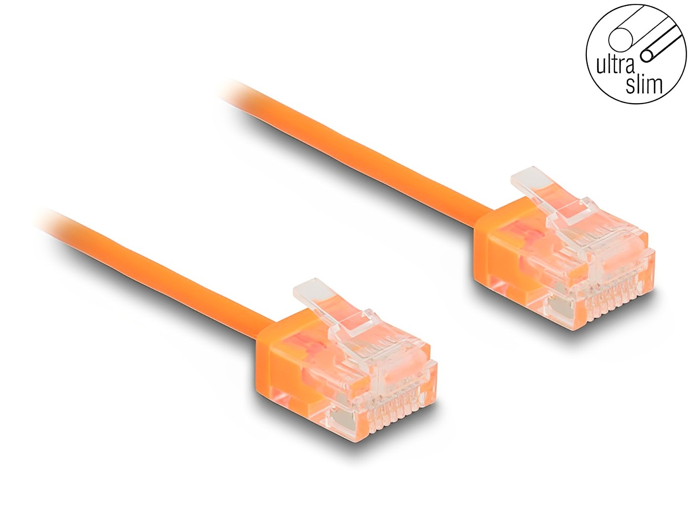 Delock RJ45 Network Cable Cat.6 UTP Ultra Slim orange with short plugs - delock.israel