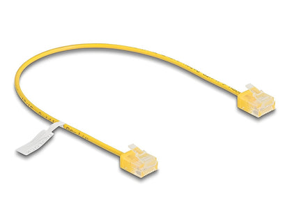 Delock RJ45 Network Cable Cat.6 UTP Ultra Slim 0.3 m yellow with short plugs - delock.israel