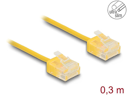 Delock RJ45 Network Cable Cat.6 UTP Ultra Slim 0.3 m yellow with short plugs - delock.israel