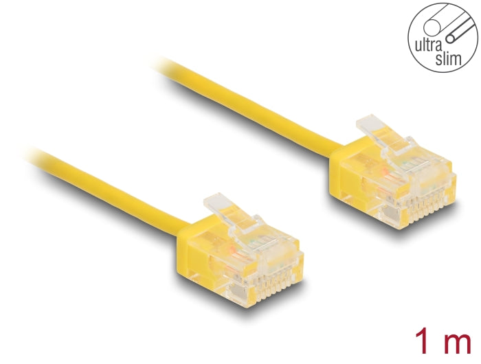 Delock RJ45 Network Cable Cat.6 UTP Ultra Slim 1 m yellow with short plugs - delock.israel