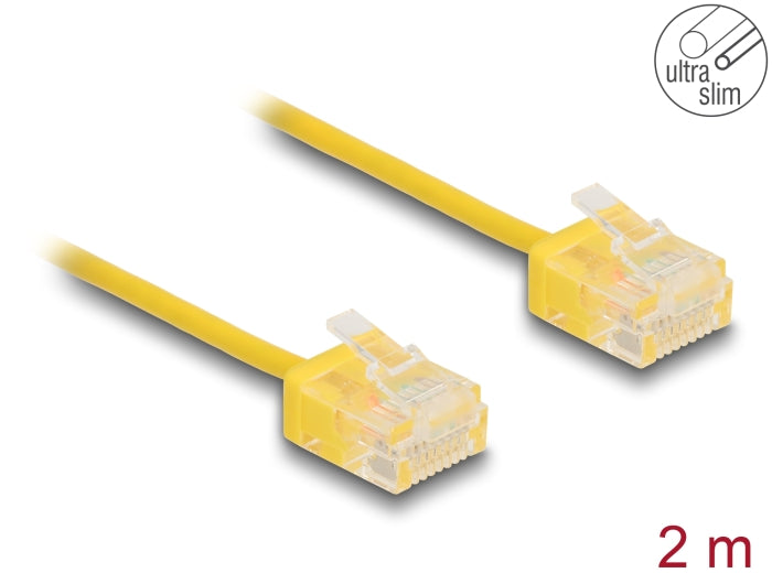 Delock RJ45 Network Cable Cat.6 UTP Ultra Slim 2 m yellow with short plugs - delock.israel